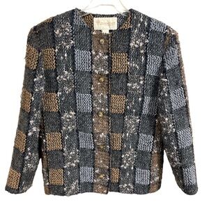 Vintage John Meyer Mohair Wool Blend Plaid Blazer Size 8 Granny Dark Academia
